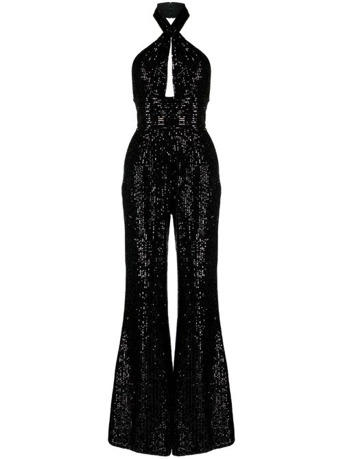 Sequin-embellished halterneck jumpsuit - Black