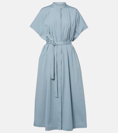 Belted cotton poplin shirt dress