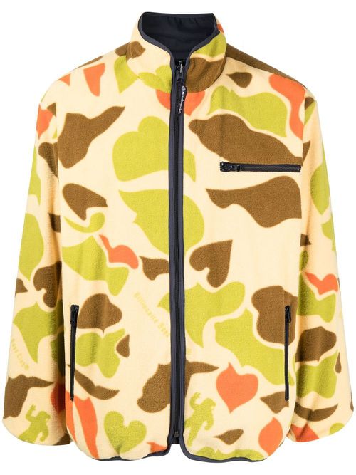 Camouflage-print reversible fleece jacket - Multicolour