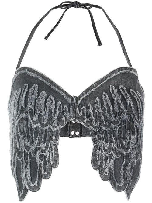 Wing-motif halterneck top - Black