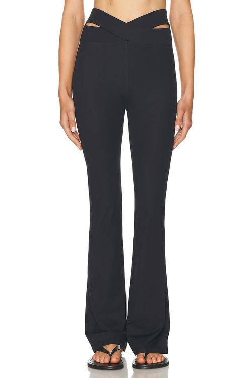 Nike Zenvy Cutout Gentle Support High Waisted Rib Flare Legging in Black