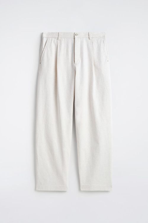Pleated Relaxed-Fit Wide-Leg Denim Pants