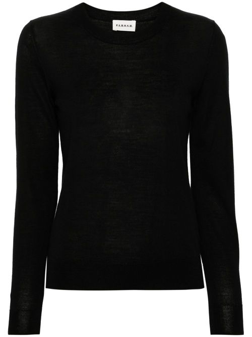 Fine-knit wool blend jumper - Black