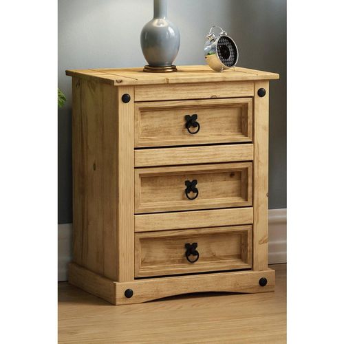 Vida Designs Corona 3 Drawer Bedside Chest Storage Bedroom Furniture