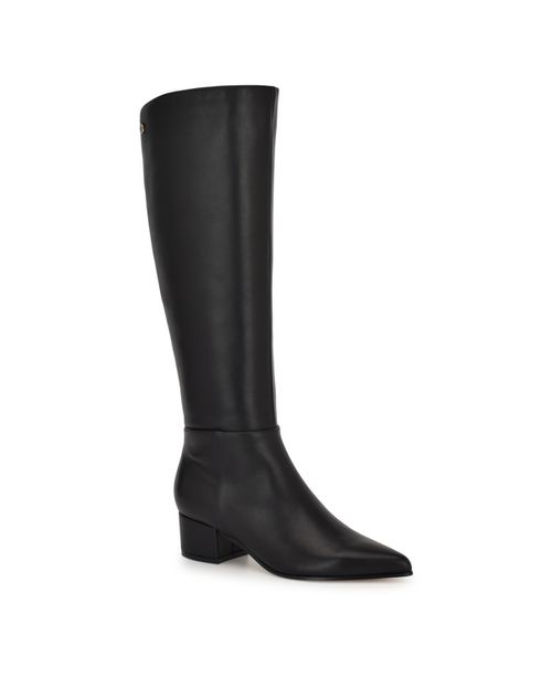 Women's Morgin Pointy Toe Block Heel Dress Boots - Black Leather
