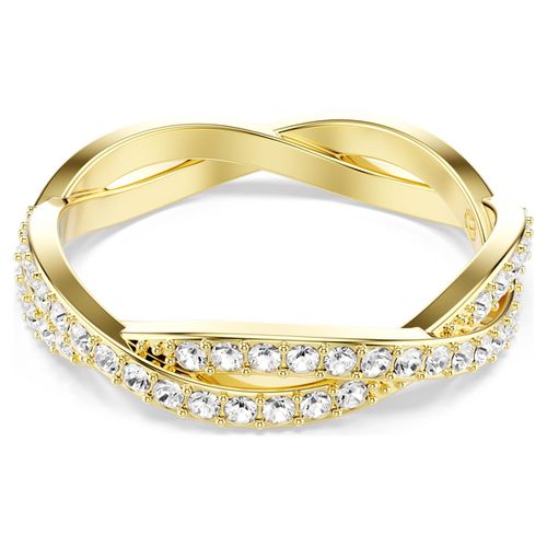 Infinity ring, Pavé, White, Gold-tone plated