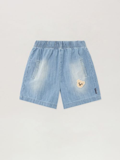 Bear Patch Chambray Shorts Kids  Celeste/light Blue