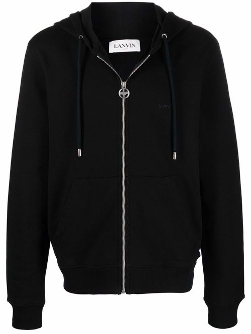Embroidered logo hoodie - Black