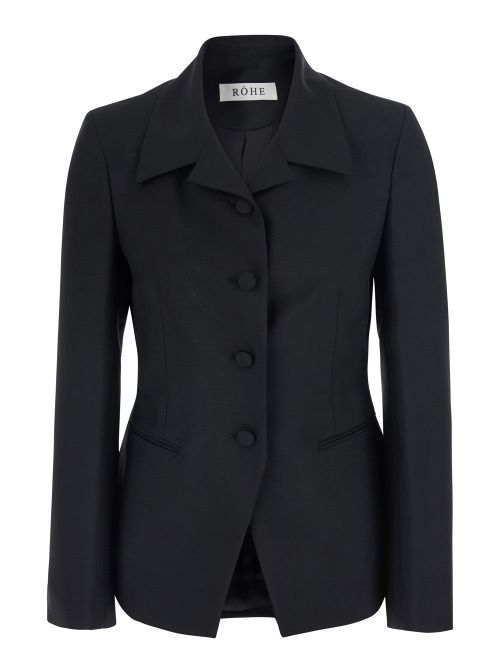 Wool-Mohair Blend Blazer — Black
