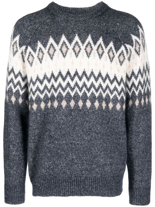 Argyle check crew neck jumper - Blue