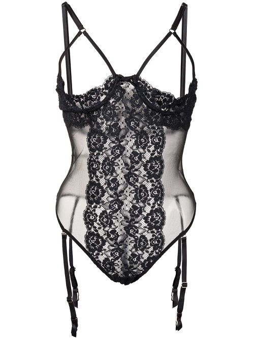 Foxy lace peek-a-boo bodysuit - Black