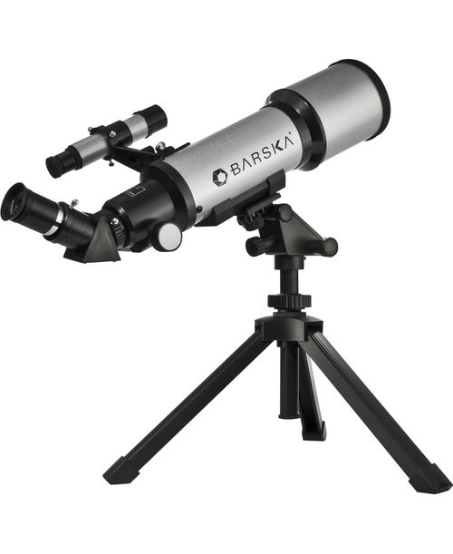 300 Power, 40070 Starwatcher Compact Refractor Telescope with Table Top Tripod Carrying Case - Silver