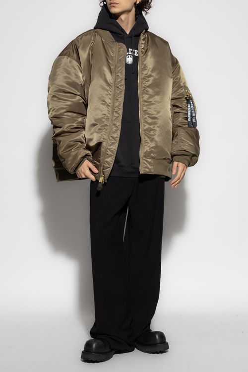 Oversized Reversible "bomber" Jacket, Men's, Green