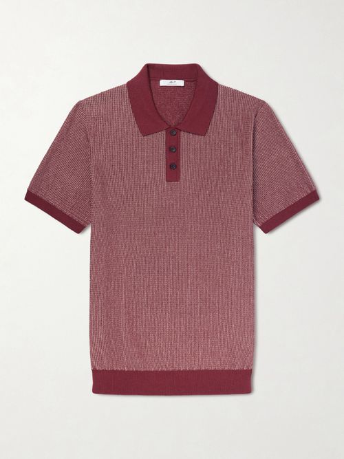 Men - Honeycomb-Knit Silk and Cotton-Blend Polo Shirt
