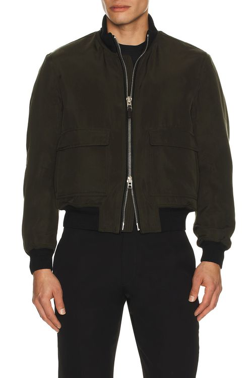 TOM FORD Knit Trim Pilot Blouson in Green