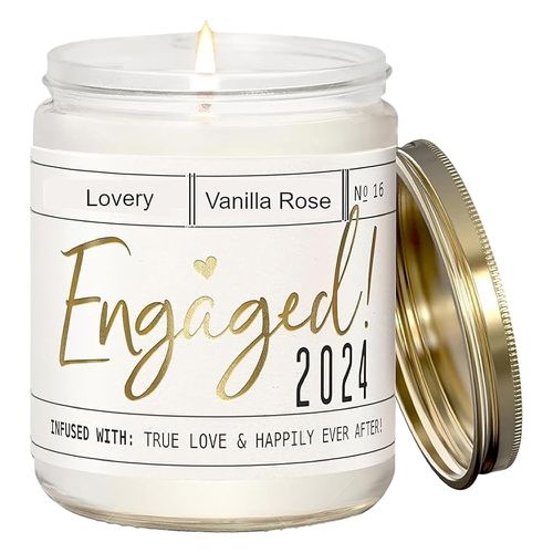 Lovery Engagement Gift - Engaged 2024 Candle - Vanilla Rose Scented Soy Wax Candle