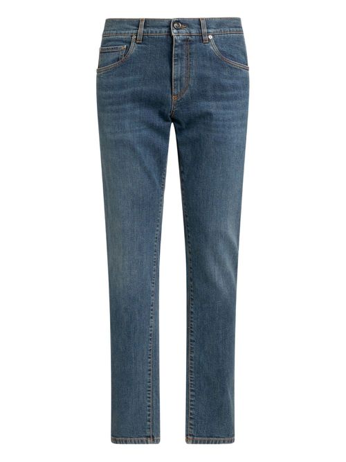 ETRO embroidered cotton jeans - Blue