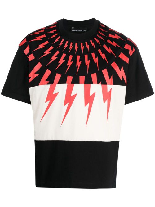 Mixed Fair Isle Thunderbolt cotton T-shirt - Black