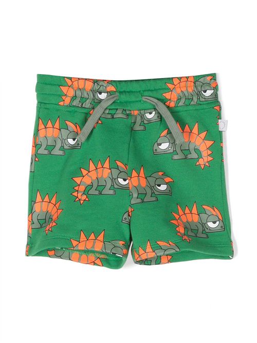 Dinosaur-motif cotton short - Green