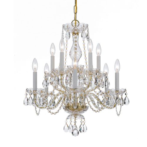 Traditional Crystal 10-Light 25" Traditional Chandelier in Polished Brass with Clear Hand Cut Crysta