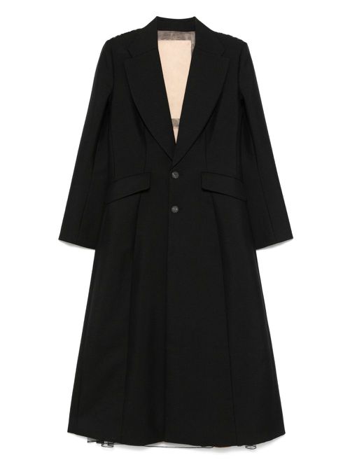 Patchwork-detail coat - Black