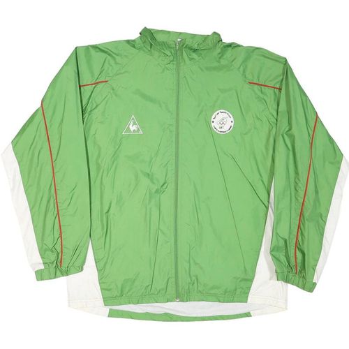 LE COQ SPORTIF Mens Green White XL Nylon Jacket Zip Sportswear Lightweight