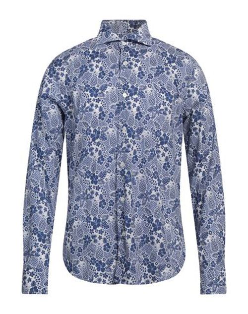 Fedeli Man Shirt Blue Size 16 Cotton, Elastane