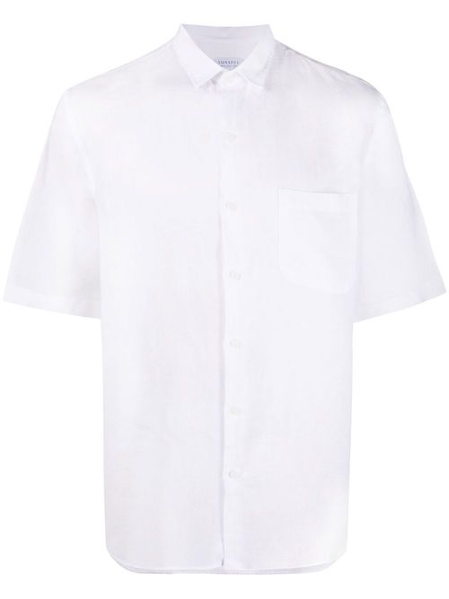 Short-sleeved linen shirt - White