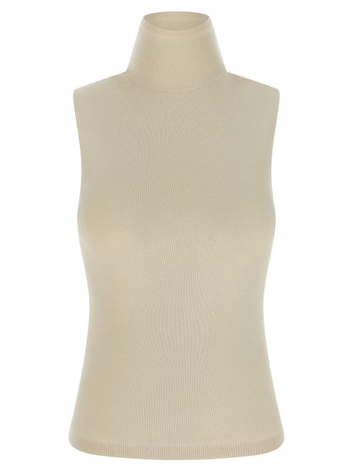 Ribbed Cashmere-Cotton Blend Tank Top — Cream