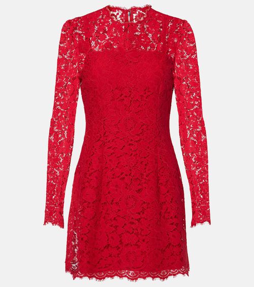 Cotton-blend lace minidress