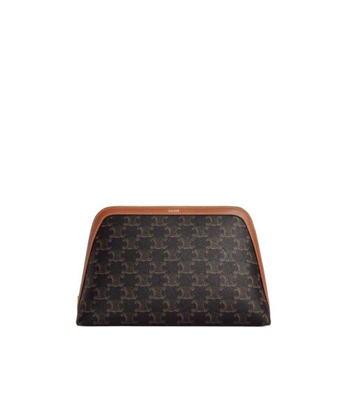 LARGE COSMETIC POUCH IN TRIOMPHE CANVAS AND CALFSKIN