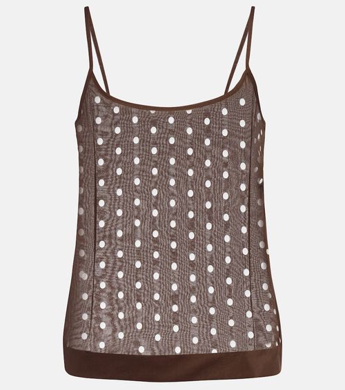 Polka-dot silk-blend tank top
