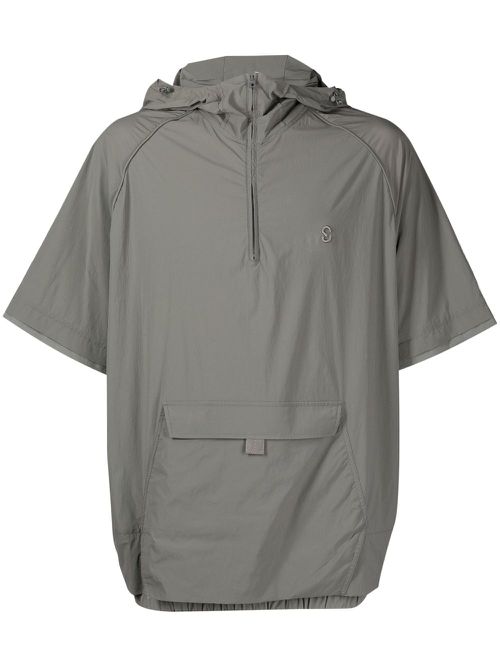 Logo-embroidered short-sleeve hoodie - Green