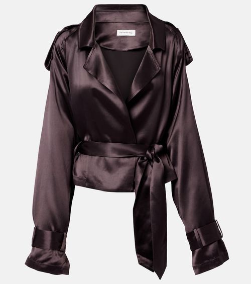 Simona cropped satin trench coat