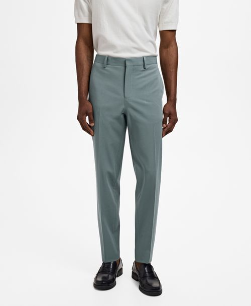 Men's Stretch Fabric Super Slim-Fit Suit Pants - Aqua Green