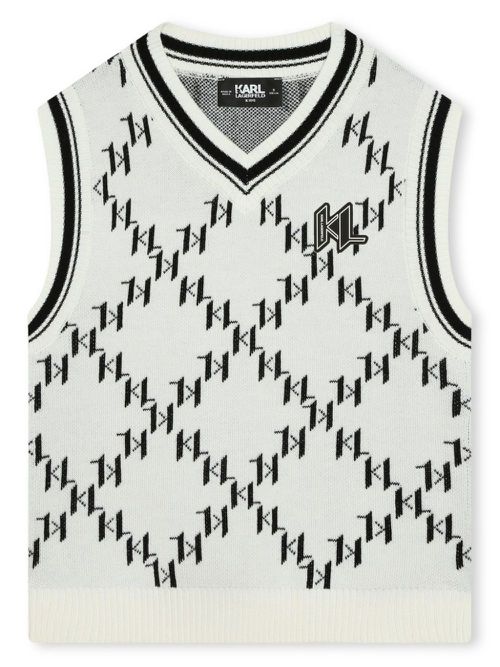 Monogram cotton knitted vest - White