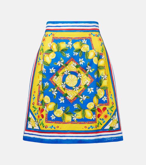 Printed cotton-blend miniskirt