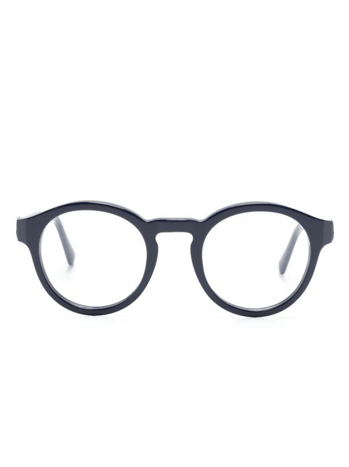 Logo-plaque round-frame glasses - Blue