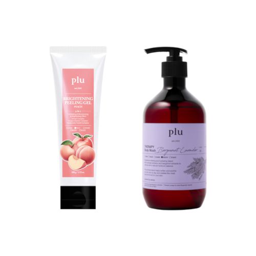 Plu - Brightening Peeling Gel Peach - 100g & Therapy Body Wash - 500g - Bergamot Lavender Set
