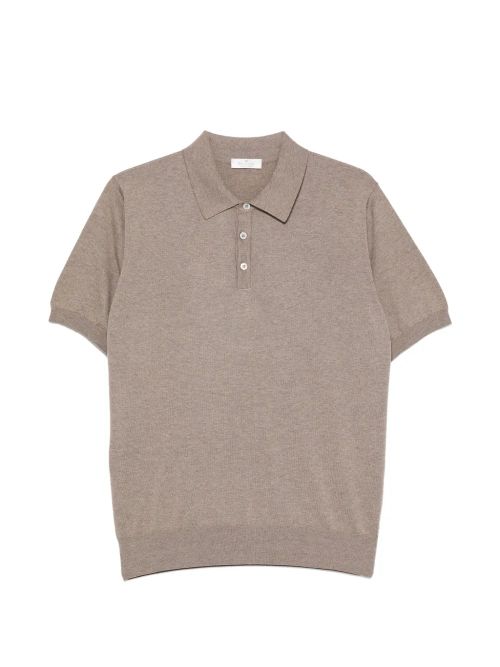 Silk-Blend Knit Polo Shirt — Beige