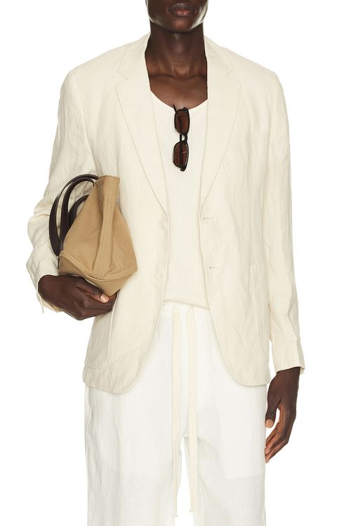 Percival Tailored Linen Blazer in Cream - Cream. 38 also