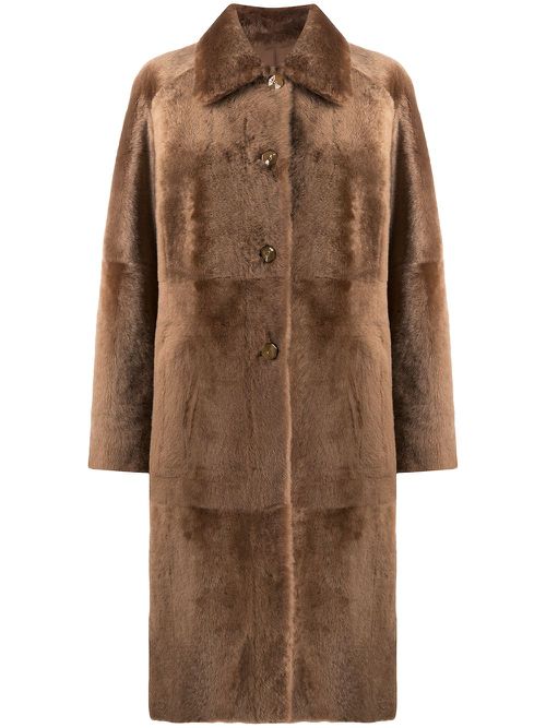 Reversible shearling coat - Brown