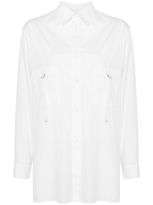 Back-tucked open-tab shirt - White