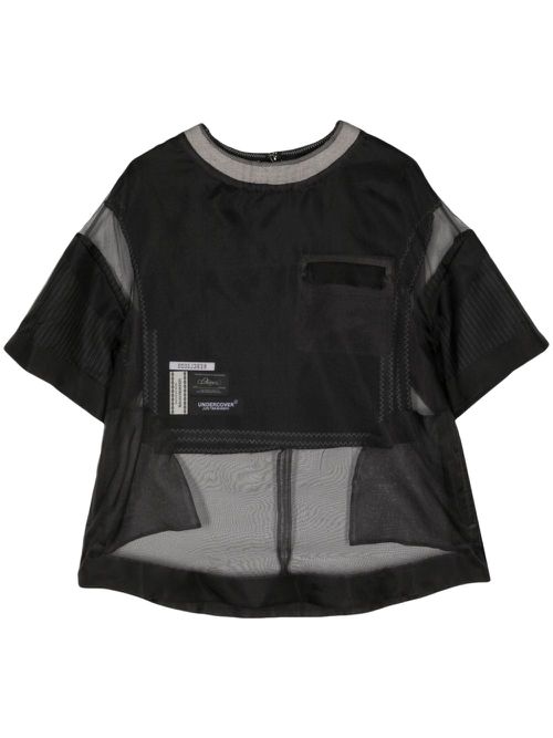 Tulle-panelled T-shirt - Black