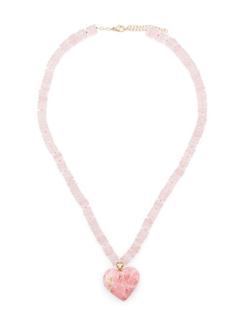 14K Yellow Gold Aurora Rhodochrosite Necklace - Women's - 14kt Yellow Gold/Rhodochrosite/Pink Quartz