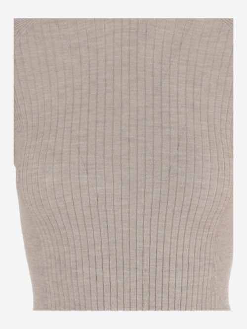 Cashmere and Silk Blend Sweater — Beige