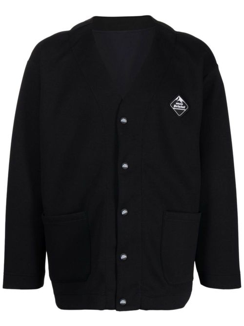 Logo-patch cardigan - Black