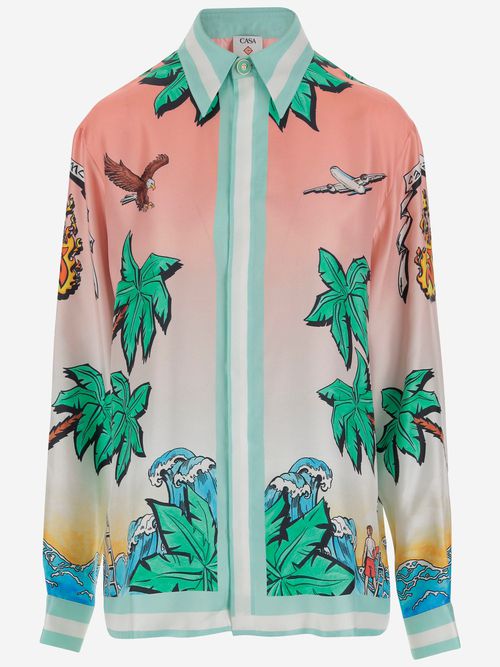 Shirt In Pure Silk With Graphic Print