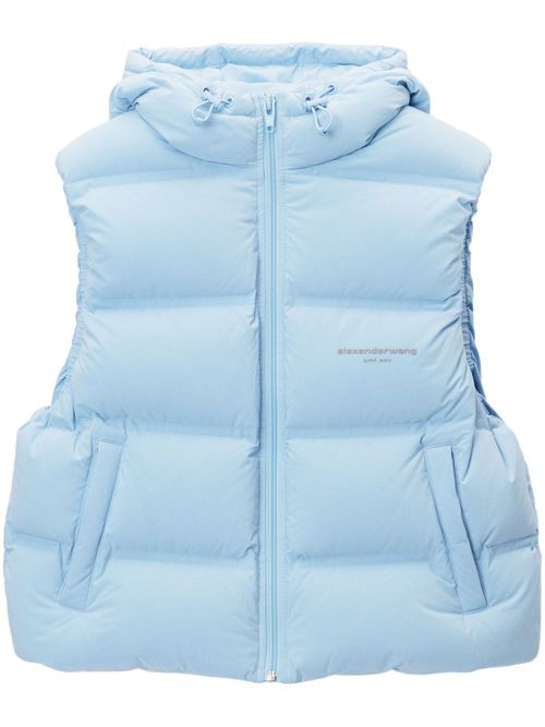 Logo-jacquard padded gilet - Blue