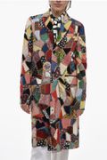 Multipatterned Patchwork Coat with Flap Pockets